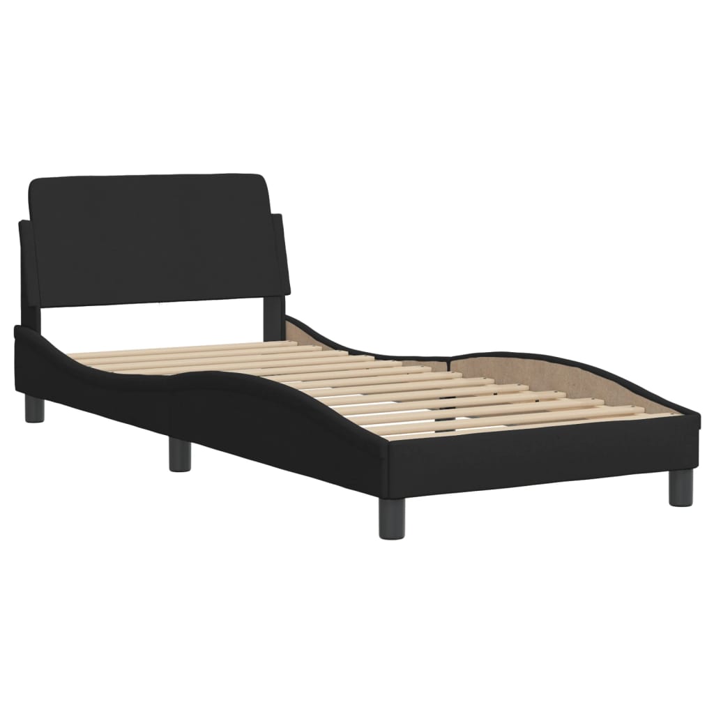 Bed Frame with LED without Mattress "Hvar" Black 80x200 cm Fabric