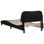 Bed Frame with LED without Mattress "Hvar" Black 80x200 cm Fabric