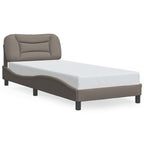 Bed Frame with LED without Mattress "Hvar" Taupe 80x200 cm Fabric