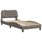 Bed Frame with LED without Mattress "Hvar" Taupe 80x200 cm Fabric
