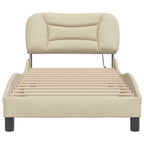Bed Frame with LED without Mattress "Hvar" Cream 80x200 cm Fabric