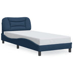 Bed Frame with LED without Mattress "Hvar" Blue 80x200 cm Fabric