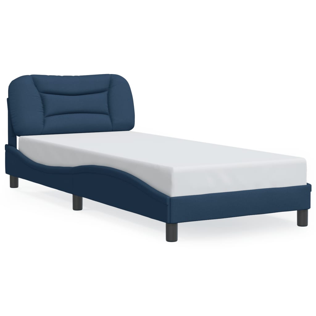 Bed Frame with LED without Mattress "Hvar" Blue 80x200 cm Fabric