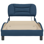 Bed Frame with LED without Mattress "Hvar" Blue 80x200 cm Fabric