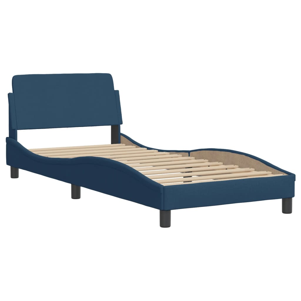 Bed Frame with LED without Mattress "Hvar" Blue 80x200 cm Fabric
