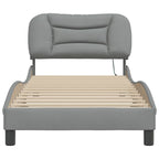 Bed Frame with LED without Mattress "Hvar" Light Grey 90x190 cm Fabric