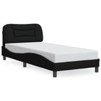 Bed Frame with LED without Mattress "Hvar" Black 90x190 cm Fabric