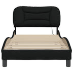 Bed Frame with LED without Mattress "Hvar" Black 90x190 cm Fabric