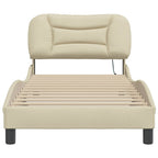 Bed Frame with LED without Mattress "Hvar" Cream 90x190 cm Fabric