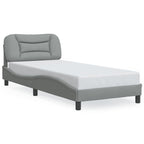 Bed Frame with LED without Mattress "Hvar" Light Grey 90x200 cm Fabric
