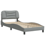 Bed Frame with LED without Mattress "Hvar" Light Grey 90x200 cm Fabric
