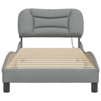 Bed Frame with LED without Mattress "Hvar" Light Grey 90x200 cm Fabric