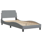 Bed Frame with LED without Mattress "Hvar" Light Grey 90x200 cm Fabric