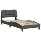 Bed Frame with LED without Mattress "Hvar" Dark Grey 90x200 cm Fabric