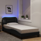 Bed Frame with LED without Mattress "Hvar" Black 90x200 cm Fabric