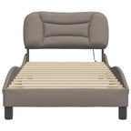 Bed Frame with LED without Mattress "Hvar" Taupe 90x200 cm Fabric