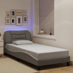 Bed Frame with LED without Mattress "Hvar" Taupe 90x200 cm Fabric