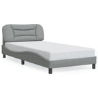 Bed Frame with LED without Mattress "Hvar" Light Grey 100x200 cm Fabric