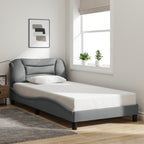 Bed Frame with LED without Mattress "Hvar" Light Grey 100x200 cm Fabric