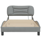 Bed Frame with LED without Mattress "Hvar" Light Grey 100x200 cm Fabric