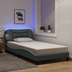 Bed Frame with LED without Mattress "Hvar" Light Grey 100x200 cm Fabric