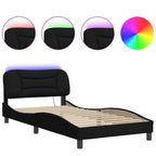 Bed Frame with LED without Mattress "Hvar" Black 100x200 cm Fabric