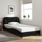 Bed Frame with LED without Mattress "Hvar" Black 100x200 cm Fabric