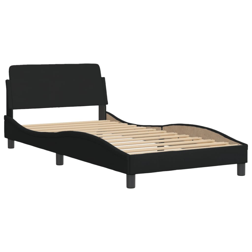 Bed Frame with LED without Mattress "Hvar" Black 100x200 cm Fabric