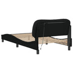 Bed Frame with LED without Mattress "Hvar" Black 100x200 cm Fabric
