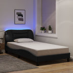 Bed Frame with LED without Mattress "Hvar" Black 100x200 cm Fabric