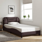Bed Frame with LED without Mattress "Hvar" Dark Brown 100x200 cm Fabric