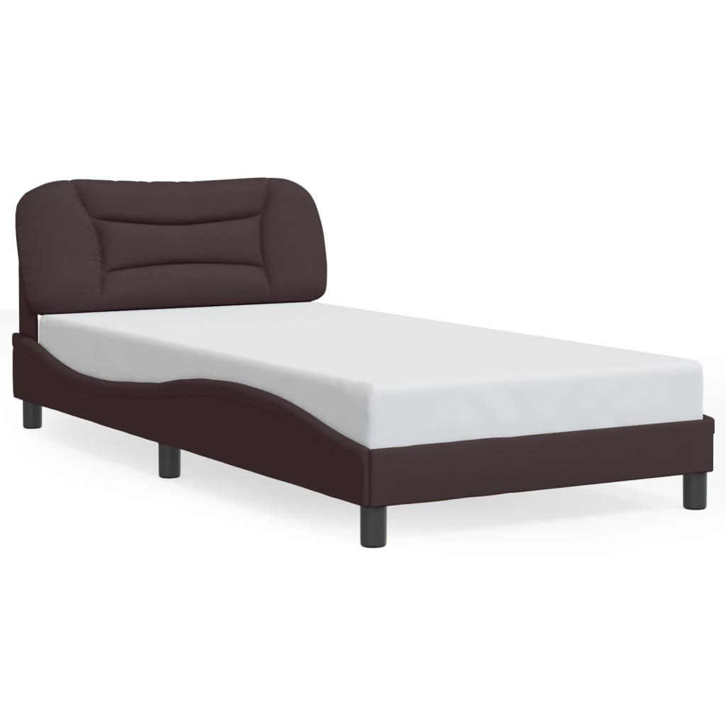 Bed Frame with LED without Mattress "Hvar" Dark Brown 100x200 cm Fabric