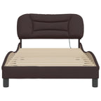Bed Frame with LED without Mattress "Hvar" Dark Brown 100x200 cm Fabric