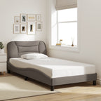Bed Frame with LED without Mattress "Hvar" Taupe 100x200 cm Fabric