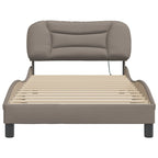 Bed Frame with LED without Mattress "Hvar" Taupe 100x200 cm Fabric