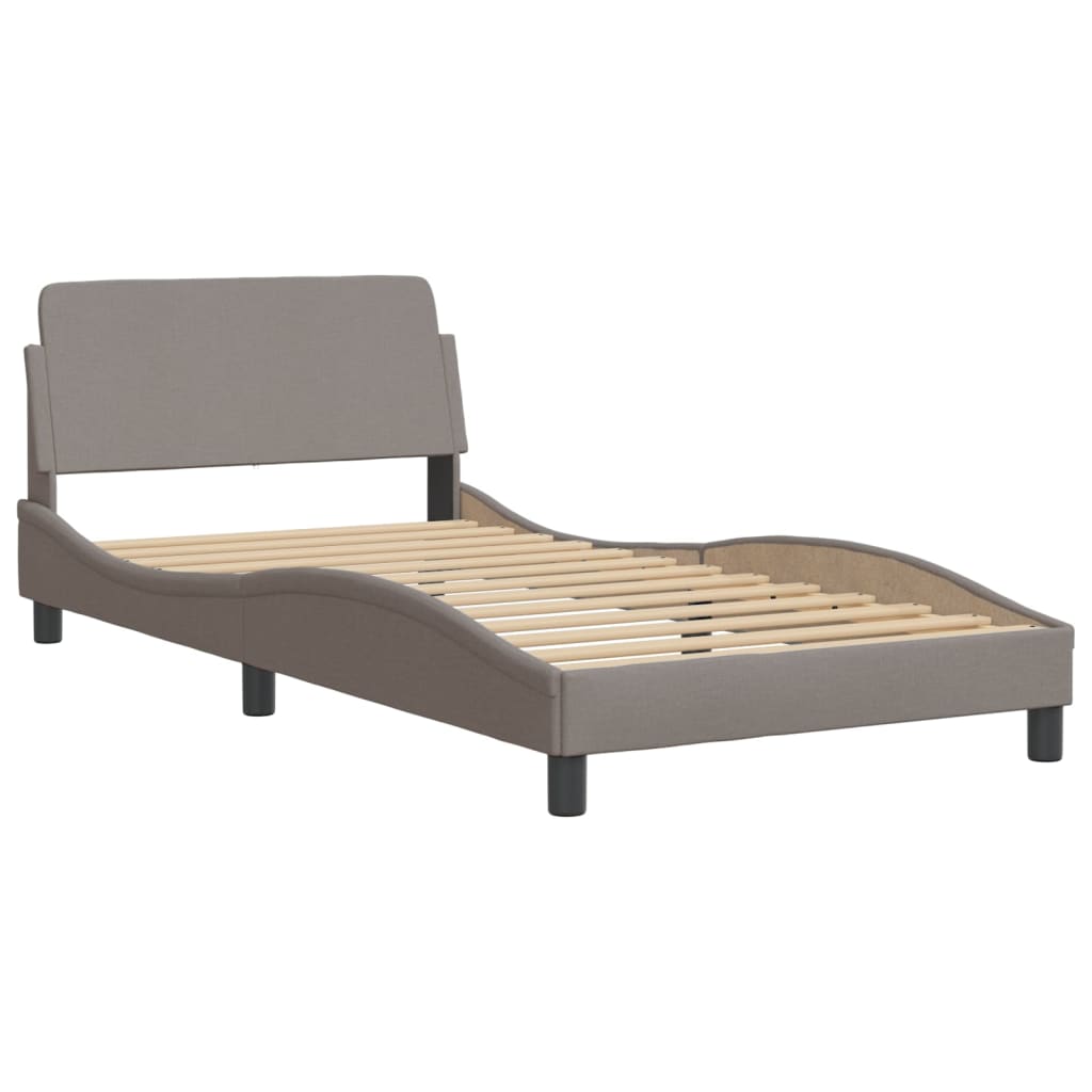 Bed Frame with LED without Mattress "Hvar" Taupe 100x200 cm Fabric