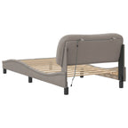Bed Frame with LED without Mattress "Hvar" Taupe 100x200 cm Fabric