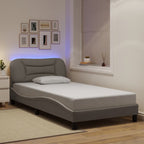 Bed Frame with LED without Mattress "Hvar" Taupe 100x200 cm Fabric