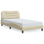 Bed Frame with LED without Mattress "Hvar" Cream 100x200 cm Fabric