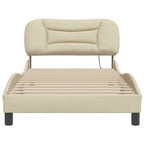 Bed Frame with LED without Mattress "Hvar" Cream 100x200 cm Fabric