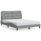 Bed Frame with LED without Mattress "Hvar" Light Grey 120x200 cm Fabric