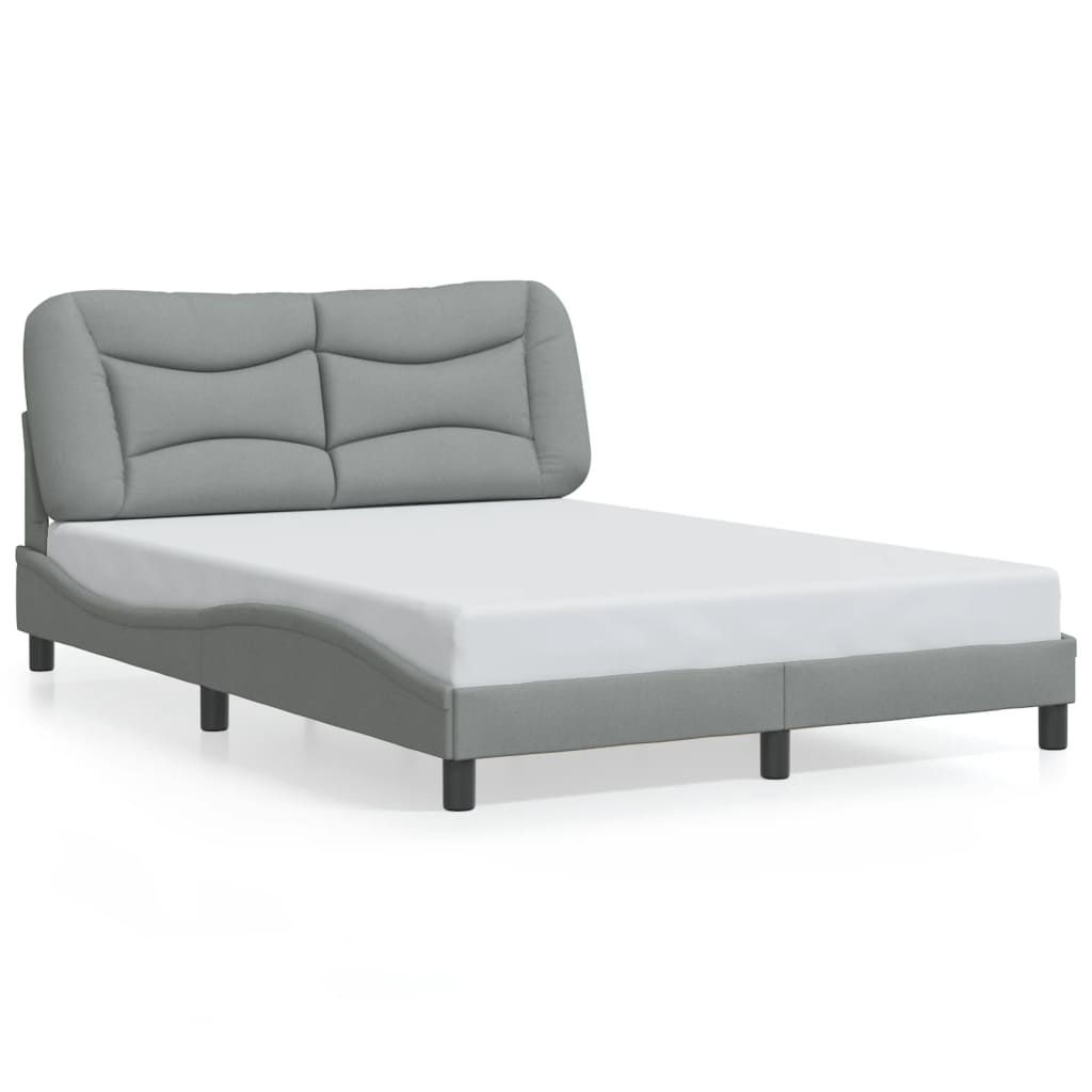 Bed Frame with LED without Mattress "Hvar" Light Grey 120x200 cm Fabric
