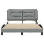 Bed Frame with LED without Mattress "Hvar" Light Grey 120x200 cm Fabric