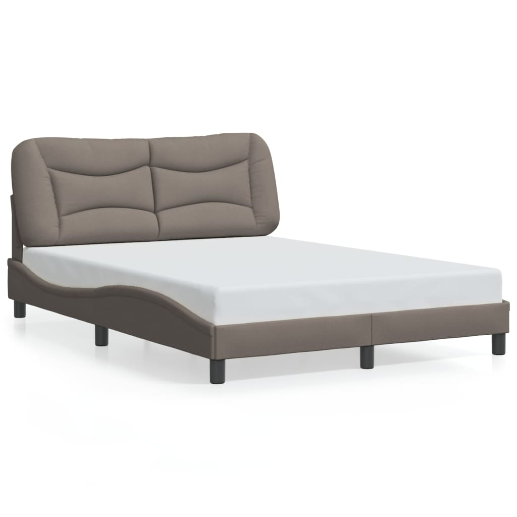Bed Frame with LED without Mattress "Hvar" Taupe 120x200 cm Fabric