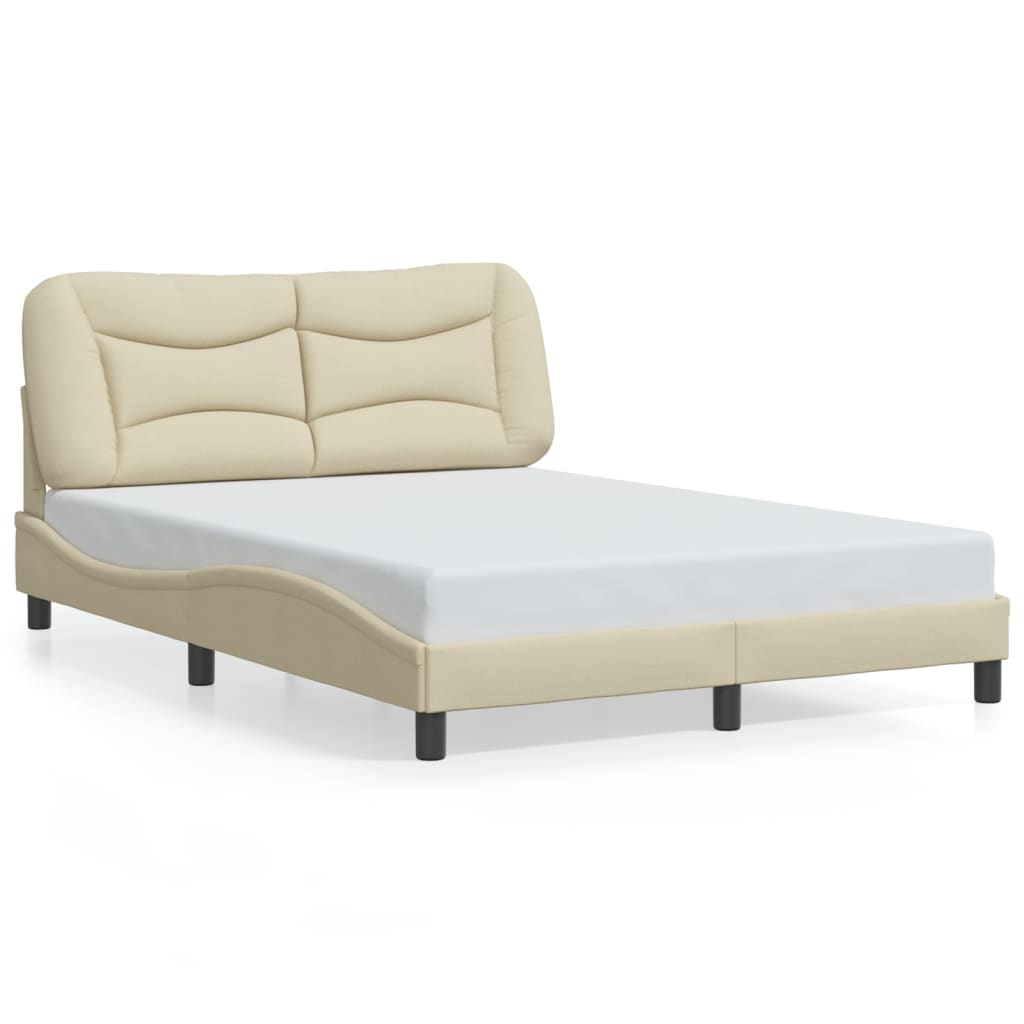 Bed Frame with LED without Mattress "Hvar" Cream 120x200 cm Fabric