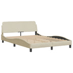 Bed Frame with LED without Mattress "Hvar" Cream 120x200 cm Fabric