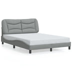 Bed Frame with LED without Mattress "Hvar" Light Grey 140x190 cm Fabric
