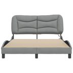 Bed Frame with LED without Mattress "Hvar" Light Grey 140x190 cm Fabric