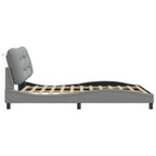 Bed Frame with LED without Mattress "Hvar" Light Grey 140x190 cm Fabric