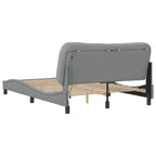 Bed Frame with LED without Mattress "Hvar" Light Grey 140x190 cm Fabric